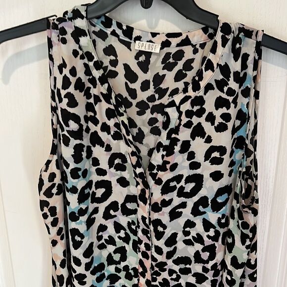 Spense leopard print spotted pastel rainbow print long lined tank - Picture 3 of 6